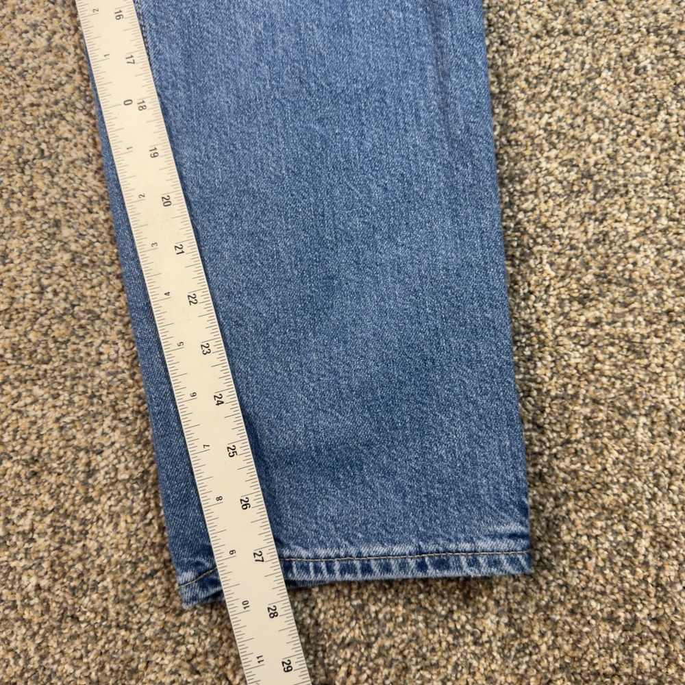 American Eagle Curvy Mom Jeans Size 8 Blue Distressed Strigid High Rise Tapered - Picture 7 of 12